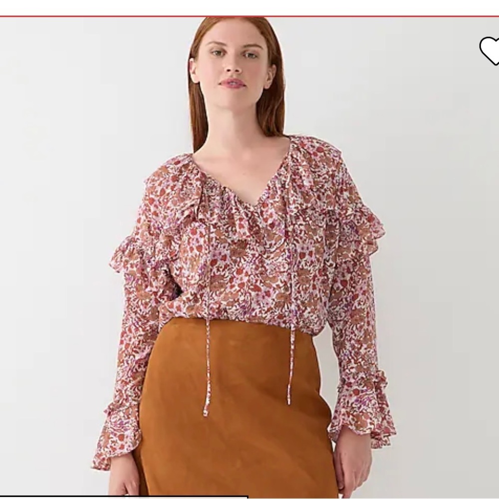 J. Crew ruffle crinkle chiffon top